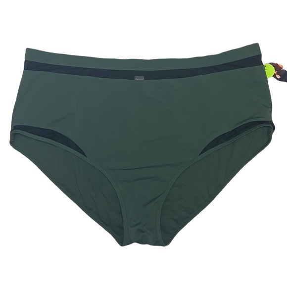 Last chance…Olive Green Bikini Bottom Swimsuit Swim Brief Mesh Panels 3X New - Picture 1 of 5
